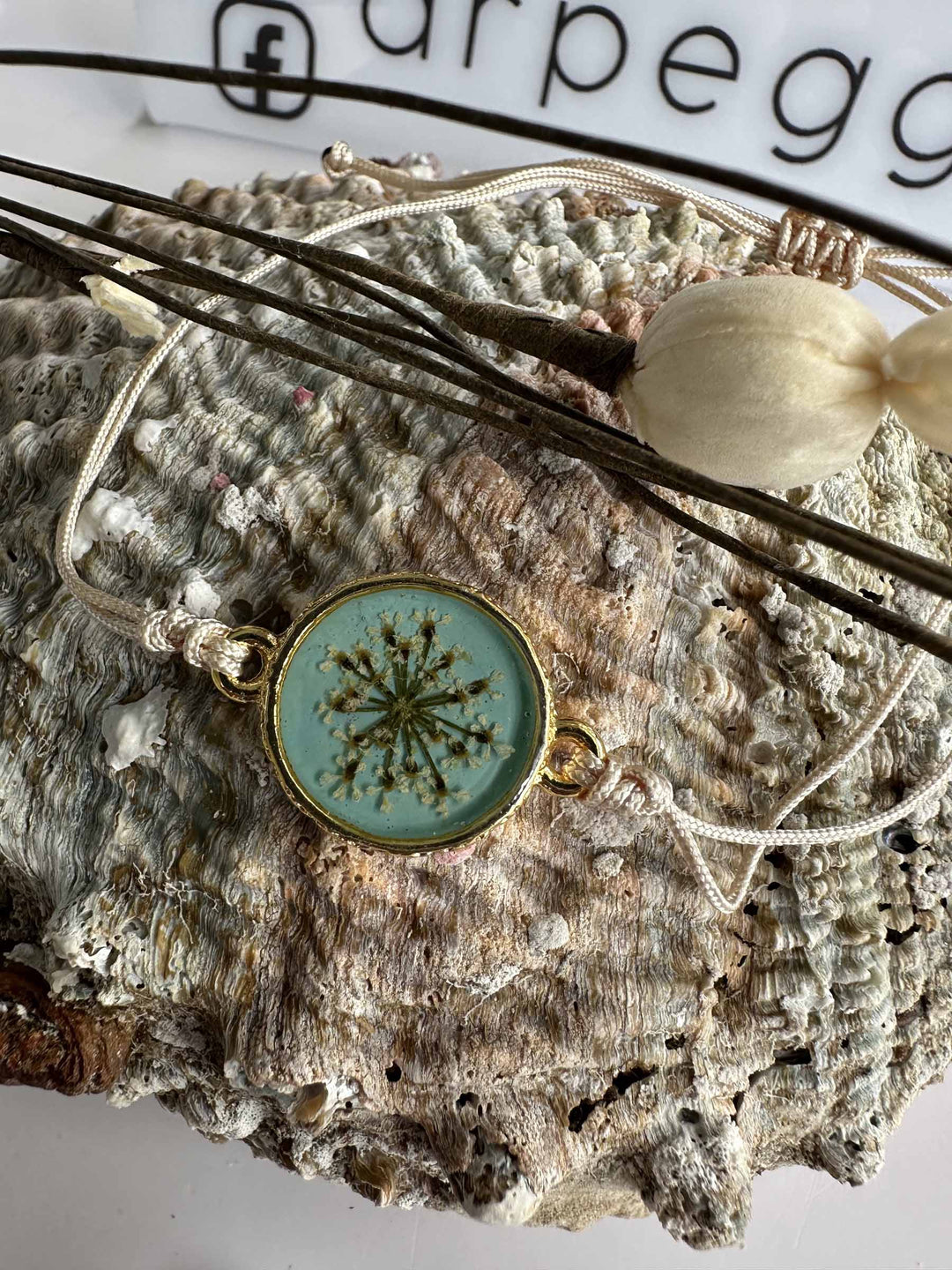 Bracelet de fleur Blanc - Vert Rond
