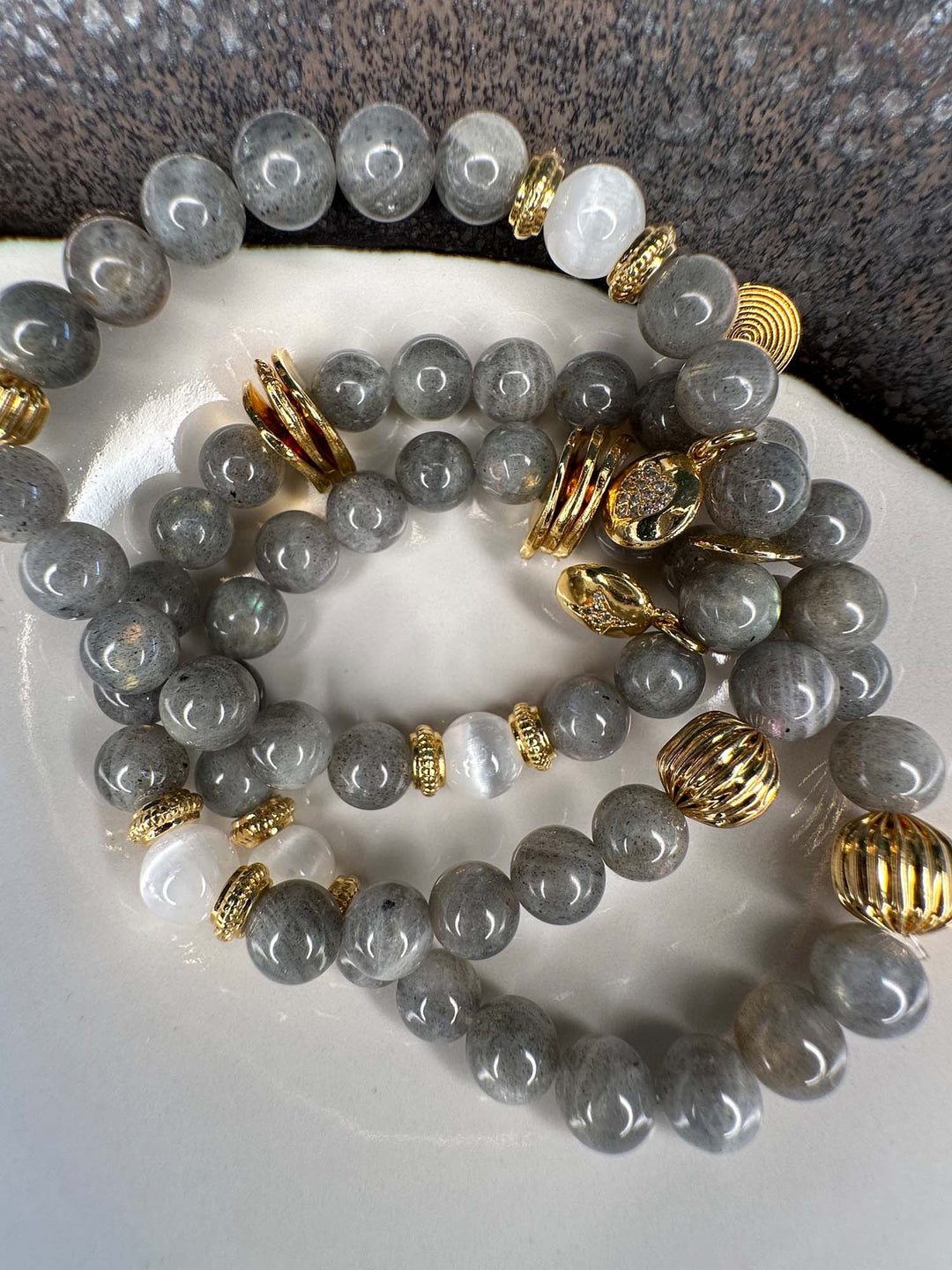 Bracelet en Labradorite & Sélénite Cœur