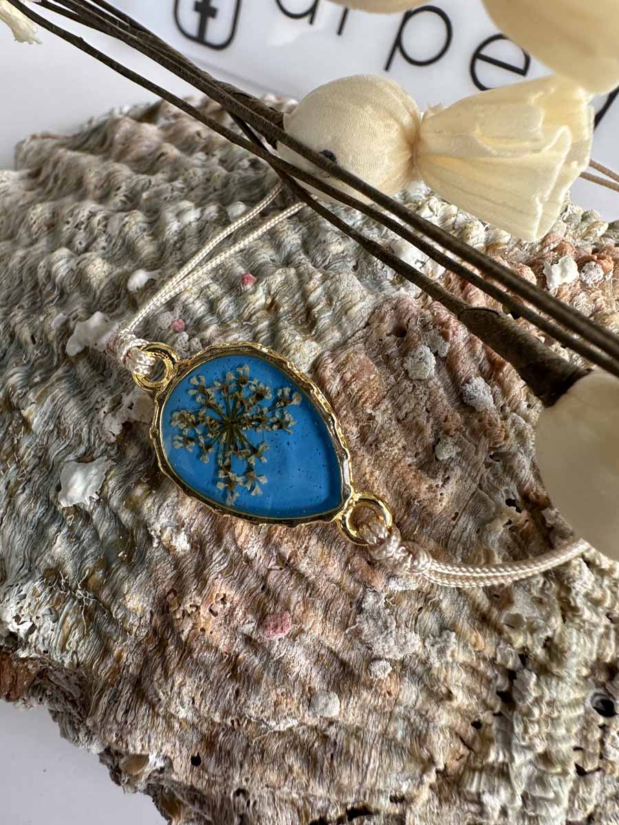 Bracelet de fleur Blanc - Bleu Clair